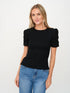 Six Fifty Ribbed Ruched Sleeve Top